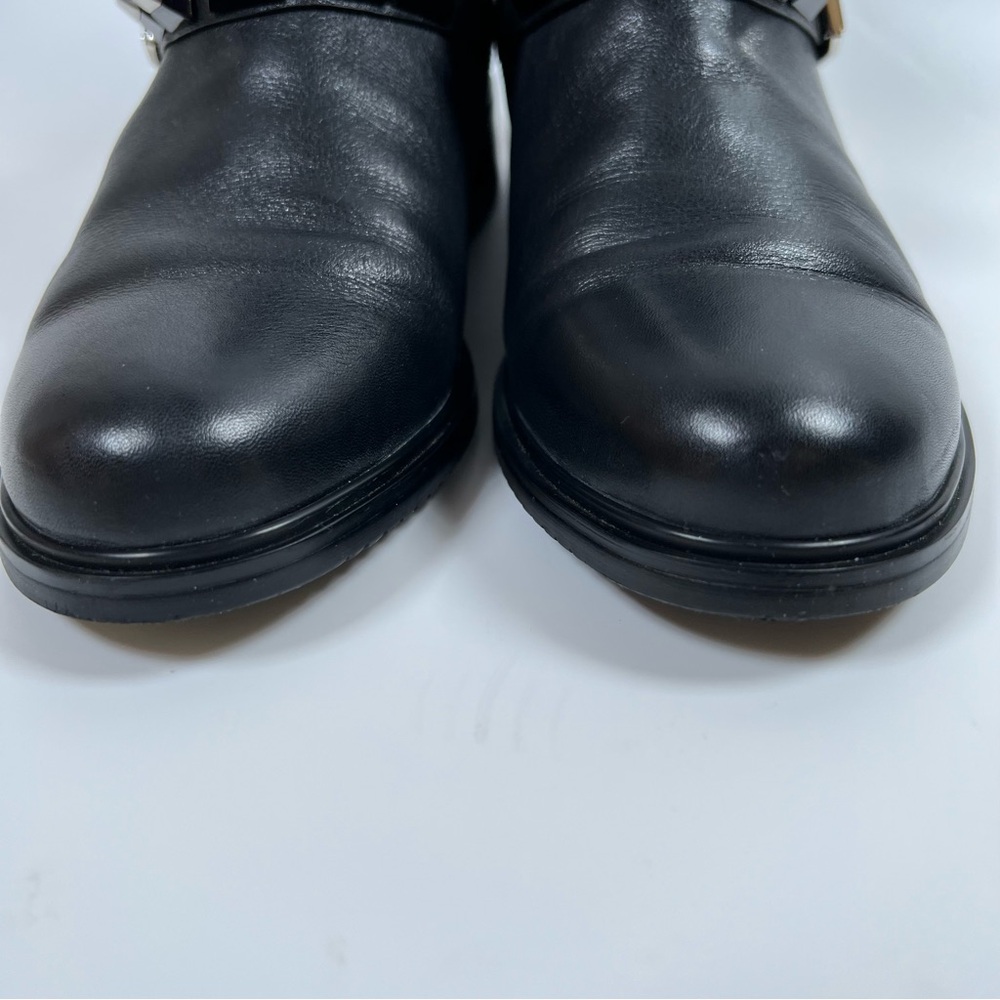 Balidoner Black Leather Studded & Ankle Buckle Black Leather Ankle Boots Size 38 - Picture 8 of 16